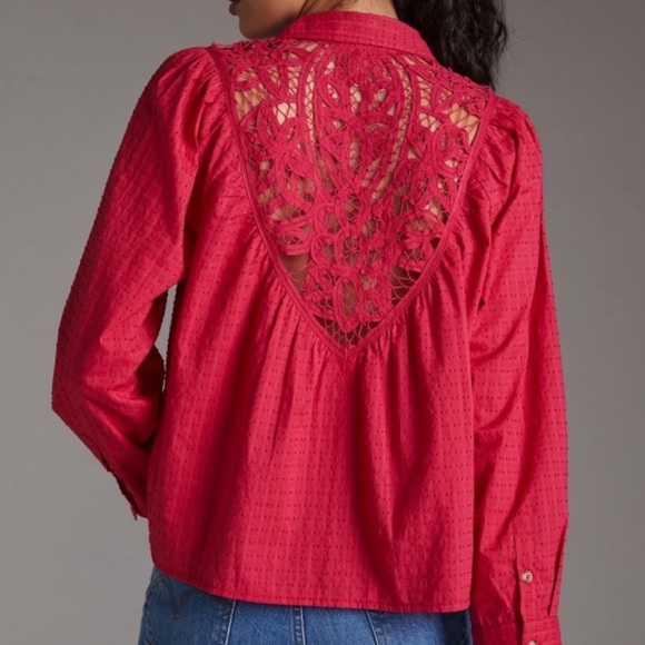 Anthropologie Tops - NWT Anthropologie Pilcro Lace Back Button Up Top Sz XS